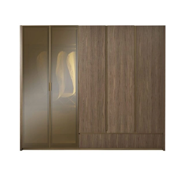 Artekko Midnight Εκρού Υφασμάτινο Διπλό Κρεβάτι (260x230x125)cm για Στρώμα(180x200) MDF 2pcs Κομοδίνα (65x48x40)cm Ντουλάπα με Καθρέπτη και Φωτισμό (270x63x230)cm Συρταριέρα (160x48x78)cm και Καθρέπτη (90x90x5)cm