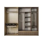 Artekko Midnight Εκρού Υφασμάτινο Διπλό Κρεβάτι (260x230x125)cm για Στρώμα(180x200) MDF 2pcs Κομοδίνα (65x48x40)cm Ντουλάπα με Καθρέπτη και Φωτισμό (270x63x230)cm Συρταριέρα (160x48x78)cm και Καθρέπτη (90x90x5)cm