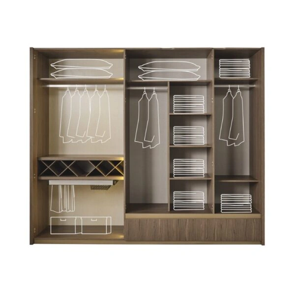 Artekko Midnight Εκρού Υφασμάτινο Διπλό Κρεβάτι (260x230x125)cm για Στρώμα(180x200) MDF 2pcs Κομοδίνα (65x48x40)cm Ντουλάπα με Καθρέπτη και Φωτισμό (270x63x230)cm Συρταριέρα (160x48x78)cm και Καθρέπτη (90x90x5)cm