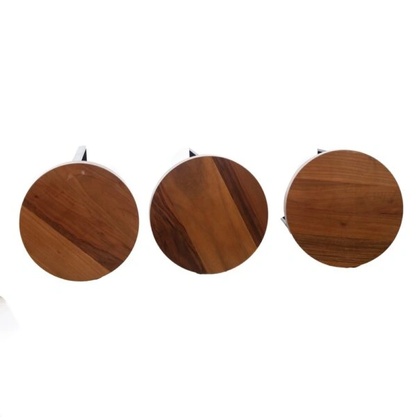 Zigon Βοηθητικά Τραπεζάκια Ξύλο/Μέταλλο (Φ39*62)cm (Φ39*53)cm (Φ39*44)cm Σετ/3