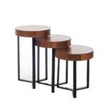 Zigon Βοηθητικά Τραπεζάκια Ξύλο/Μέταλλο (Φ39*62)cm (Φ39*53)cm (Φ39*44)cm Σετ/3