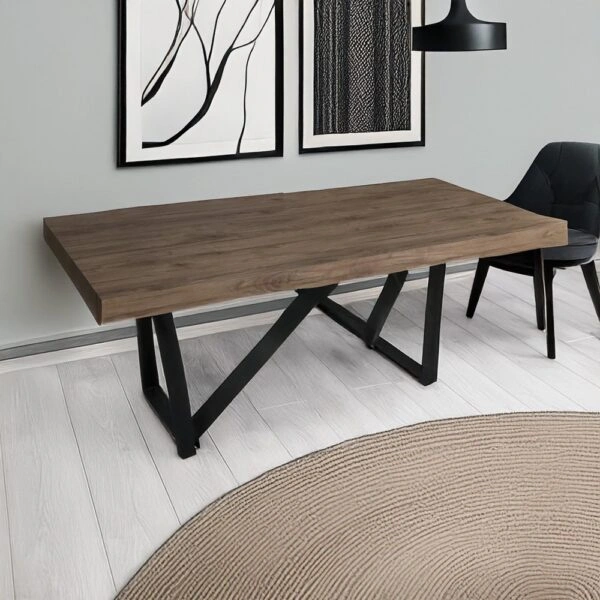 Artekko Julian Καφέ Τραπεζι MDF με Μαύρα Μεταλλικά Πόδια (180x90x73)cm