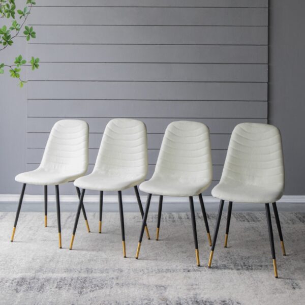 Artekko Quarteto Εκρού Υφασμάτινες Καρέκλες με Μαύρα Μεταλλικά Πόδια (44x55x90)cm 4pcs