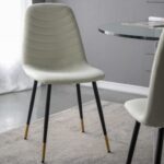 Artekko Quarteto Εκρού Υφασμάτινες Καρέκλες με Μαύρα Μεταλλικά Πόδια (44x55x90)cm 4pcs