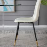 Artekko Quarteto Εκρού Υφασμάτινες Καρέκλες με Μαύρα Μεταλλικά Πόδια (44x55x90)cm 4pcs