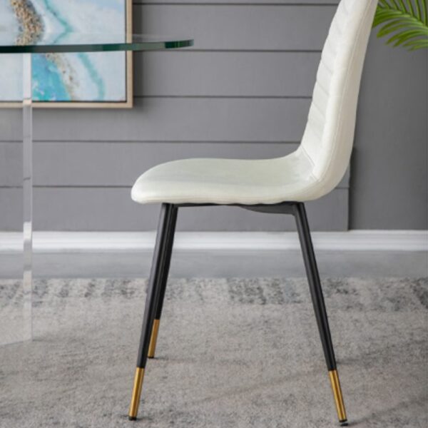 Artekko Quarteto Εκρού Υφασμάτινες Καρέκλες με Μαύρα Μεταλλικά Πόδια (44x55x90)cm 4pcs