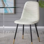 Artekko Quarteto Εκρού Υφασμάτινες Καρέκλες με Μαύρα Μεταλλικά Πόδια (44x55x90)cm 4pcs