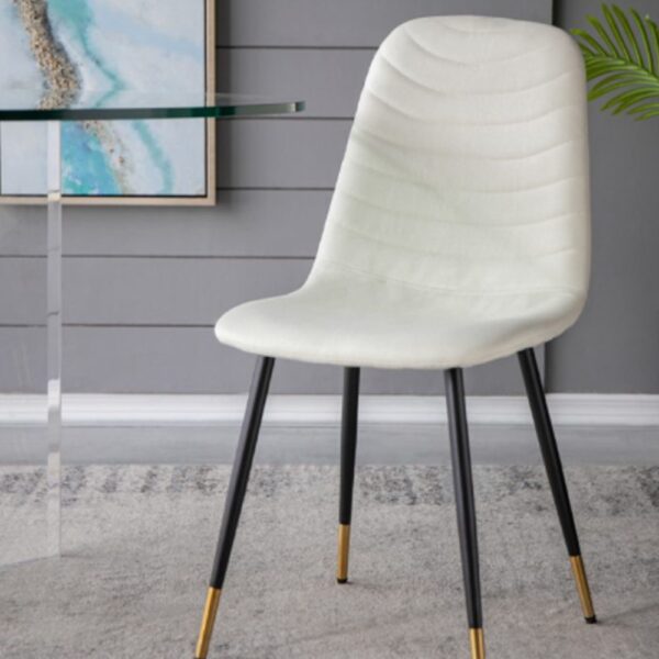 Artekko Quarteto Εκρού Υφασμάτινες Καρέκλες με Μαύρα Μεταλλικά Πόδια (44x55x90)cm 4pcs