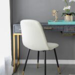 Artekko Quarteto Εκρού Υφασμάτινες Καρέκλες με Μαύρα Μεταλλικά Πόδια (44x55x90)cm 4pcs