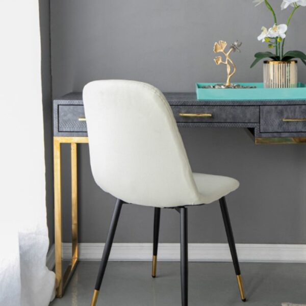 Artekko Quarteto Εκρού Υφασμάτινες Καρέκλες με Μαύρα Μεταλλικά Πόδια (44x55x90)cm 4pcs