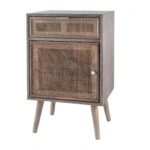 Artekko Cons Καφέ MDF Κομοδίνο με Ψάθα (42x37x71)cm