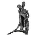 Γλυπτό Καρδιά "Stand By Me" Couple Motif Σίδερο Anthracite Ασημένιο PU 11x5x23cm