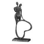 Γλυπτό Καρδιά "Stand By Me" Couple Motif Σίδερο Anthracite Ασημένιο PU 11x5x23cm