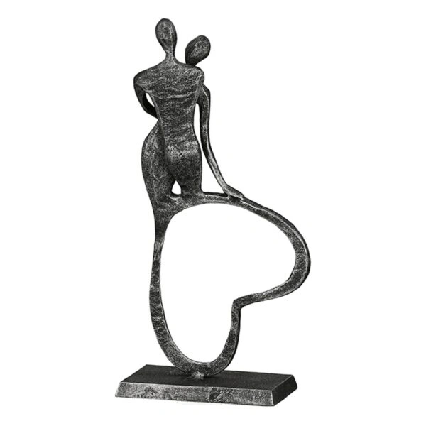 Γλυπτό Καρδιά "Stand By Me" Couple Motif Σίδερο Anthracite Ασημένιο PU 11x5x23cm