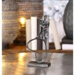 Γλυπτό Καρδιά "Stand By Me" Couple Motif Σίδερο Anthracite Ασημένιο PU 11x5x23cm