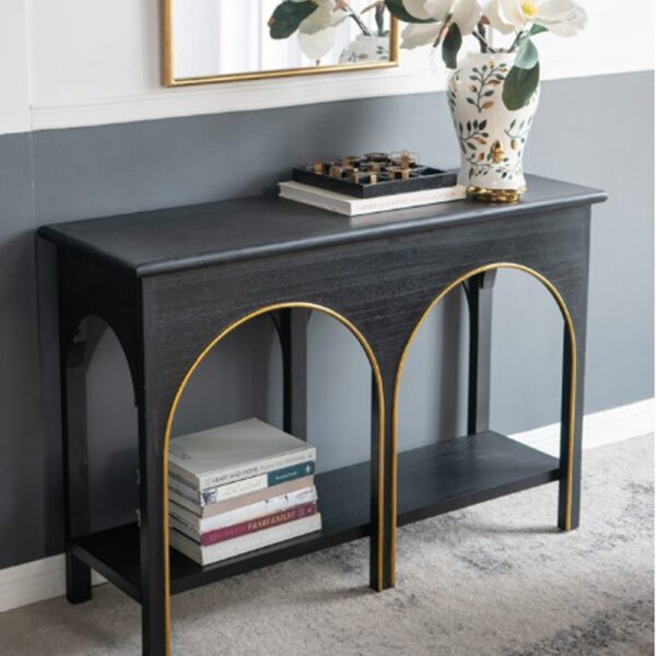 Console Κονσόλα Ξύλο MDF Μαύρο Χρυσό (120x40x81)cm