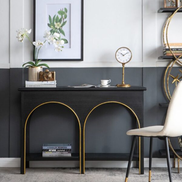 Console Κονσόλα Ξύλο MDF Μαύρο Χρυσό (120x40x81)cm