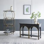 Console Κονσόλα Ξύλο MDF Μαύρο Χρυσό (120x40x81)cm