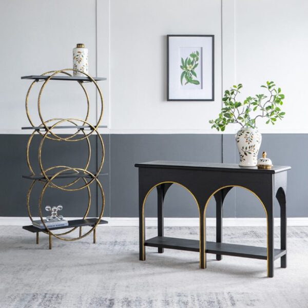 Console Κονσόλα Ξύλο MDF Μαύρο Χρυσό (120x40x81)cm