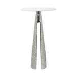 Artekko Zyla Βοηθητικό Τραπέζι Μέταλλο Μάρμαρο Λευκό Ασημί (35x35x60)cm