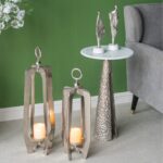 Artekko Zyla Βοηθητικό Τραπέζι Μέταλλο Μάρμαρο Λευκό Ασημί (35x35x60)cm