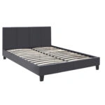 Κρεβάτι Flat Megapap από τεχνόδερμα χρώμα μαύρο ματ 150x200εκ.