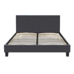 Κρεβάτι Flat Megapap από τεχνόδερμα χρώμα μαύρο ματ 150x200εκ.