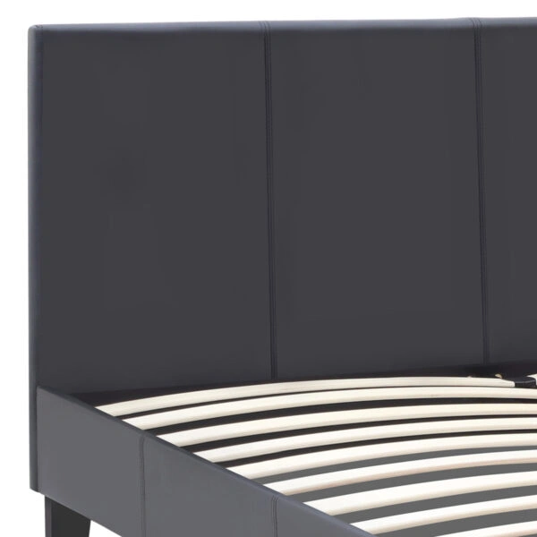 Κρεβάτι Flat Megapap από τεχνόδερμα χρώμα μαύρο ματ 150x200εκ.