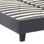 Κρεβάτι Flat Megapap από τεχνόδερμα χρώμα μαύρο ματ 150x200εκ.