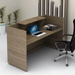 Γραφείο υποδοχής - reception Lemmon Megapap χρώμα καρυδί 160x70x110εκ.