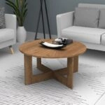 Τραπεζάκι σαλονιού Kati Megapap χρώμα καρυδί Ø80x42εκ.