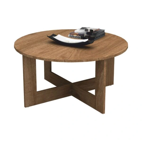 Τραπεζάκι σαλονιού Kati Megapap χρώμα καρυδί Ø80x42εκ.