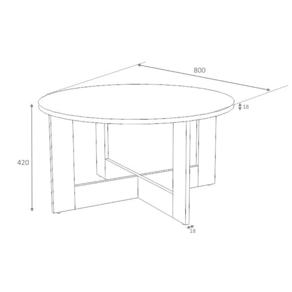 Τραπεζάκι σαλονιού Kati Megapap χρώμα καρυδί Ø80x42εκ.