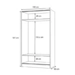 Ντουλάπα ρούχων Regio Megapap δίφυλλη συρόμενη χρώμα καρυδί 100x60x181εκ.