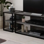 Έπιπλο τηλεόρασης γωνιακό Echo Megapap χρώμα γκρι ρετρό 98x37x45εκ.