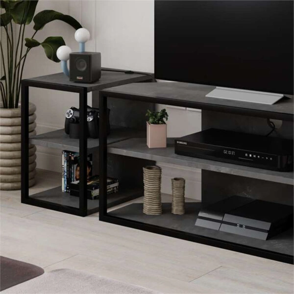 Έπιπλο τηλεόρασης γωνιακό Echo Megapap χρώμα γκρι ρετρό 98x37x45εκ.