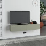 Έπιπλο τηλεόρασης επιτοίχιο Francy Megapap χρώμα ash green 135x31,7x25εκ.