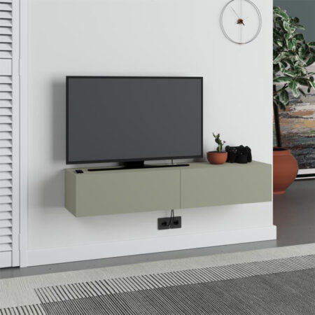 Έπιπλο τηλεόρασης επιτοίχιο Francy Megapap χρώμα ash green 135x31