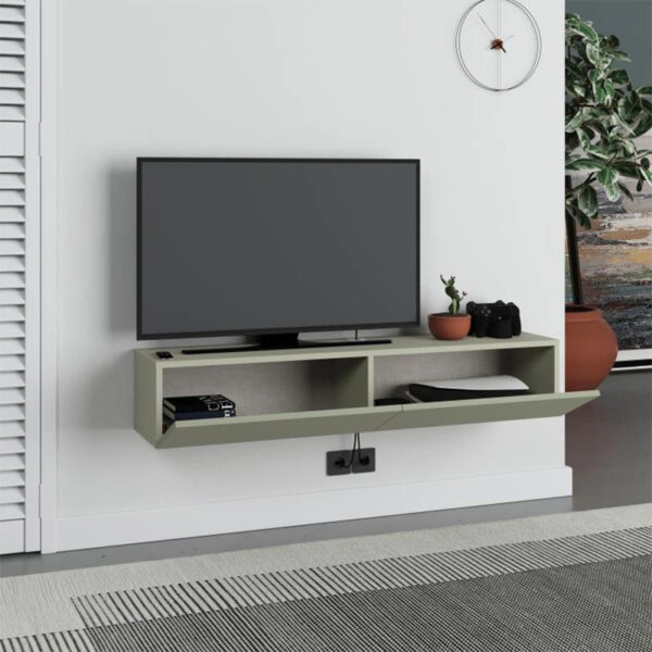 Έπιπλο τηλεόρασης επιτοίχιο Francy Megapap χρώμα ash green 135x31,7x25εκ.