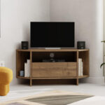 Έπιπλο τηλεόρασης γωνιακό Viva Megapap χρώμα ανοιχτό καρυδί 95,7x35,4x45εκ.