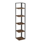 Βιβλιοθήκη γωνιακή Lidia Megapap χρώμα μαύρο - καπνιστή καρυδιά 33,5x33,5x180εκ.