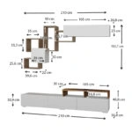 Σύνθεση τηλεόρασης Stamatia από μελαμίνη χρώμα λευκό - καρυδί 210x36,8x46,8εκ.