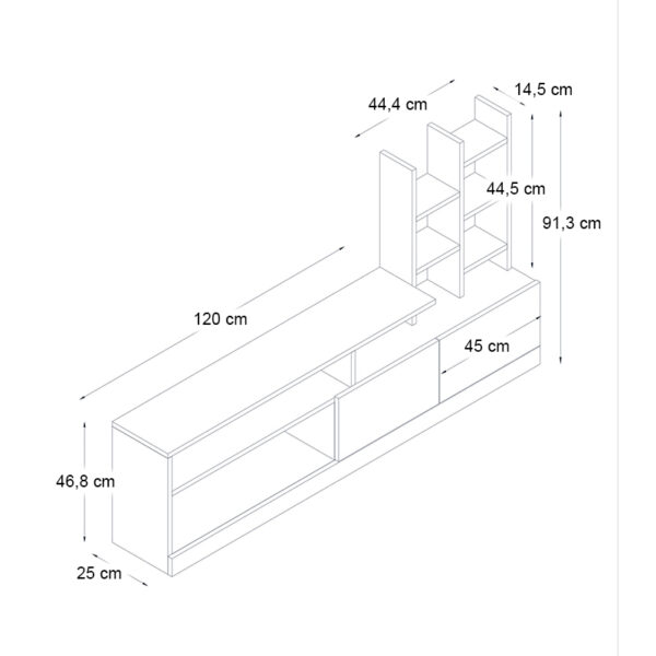 Σύνθεση τηλεόρασης Pesaro από μελαμίνη χρώμα λευκό 165x25x91,3εκ.