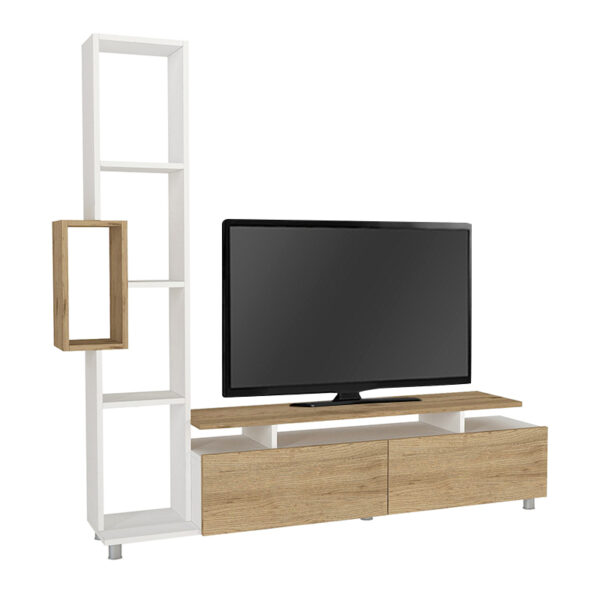 Σύνθεση τηλεόρασης Tulip Megapap χρώμα λευκό - sepet oak 160x29,5x160εκ.