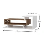 Τραπεζάκι σαλονιού Flynn από μελαμίνη χρώμα λευκό - καρυδί 90x50x35εκ.