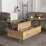 Τραπεζάκι σαλονιού Roy Megapap με σερβιτόρο χρώμα sepet oak 121x69x40εκ.