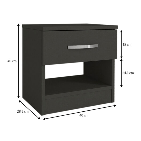 Κομοδίνο μελαμίνης Lube  χρώμα ανθρακί 40x28,2x40εκ.