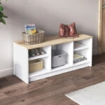 Παπουτσοθήκη London Megapap χρώμα λευκό - sapphire oak 100x35x40εκ.