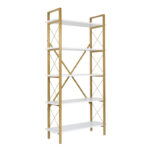 Βιβλιοθήκη Elysian Megapap χρώμα λευκό - χρυσό 90x33,5x180εκ.