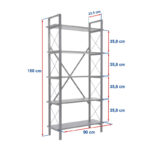 Βιβλιοθήκη Elysian Megapap χρώμα λευκό - χρυσό 90x33,5x180εκ.